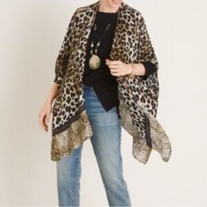 NWT Chicos Jacquard Animal Print Oblong Scarf Lightweight Wrap